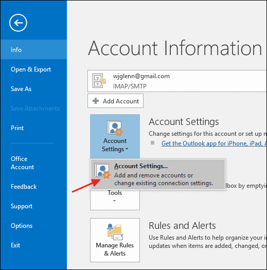 Account Settings and click ‘Account Settings’