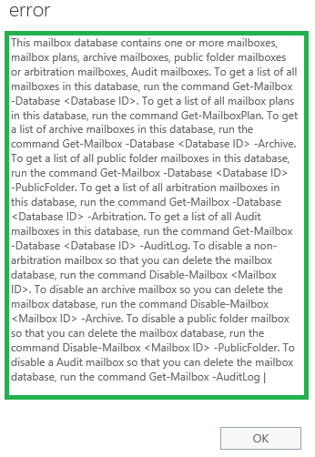 Delete Default Mailbox Database in MS Exchange 2016