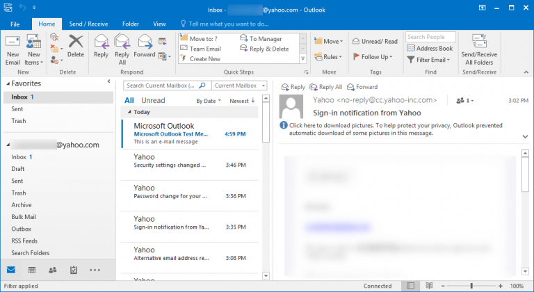 setup yahoo mail in outlook 365