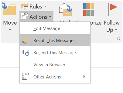 how do you recall an email in outlook