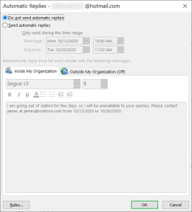 Set Up Automatic Replies in Outlook (Out of Office)