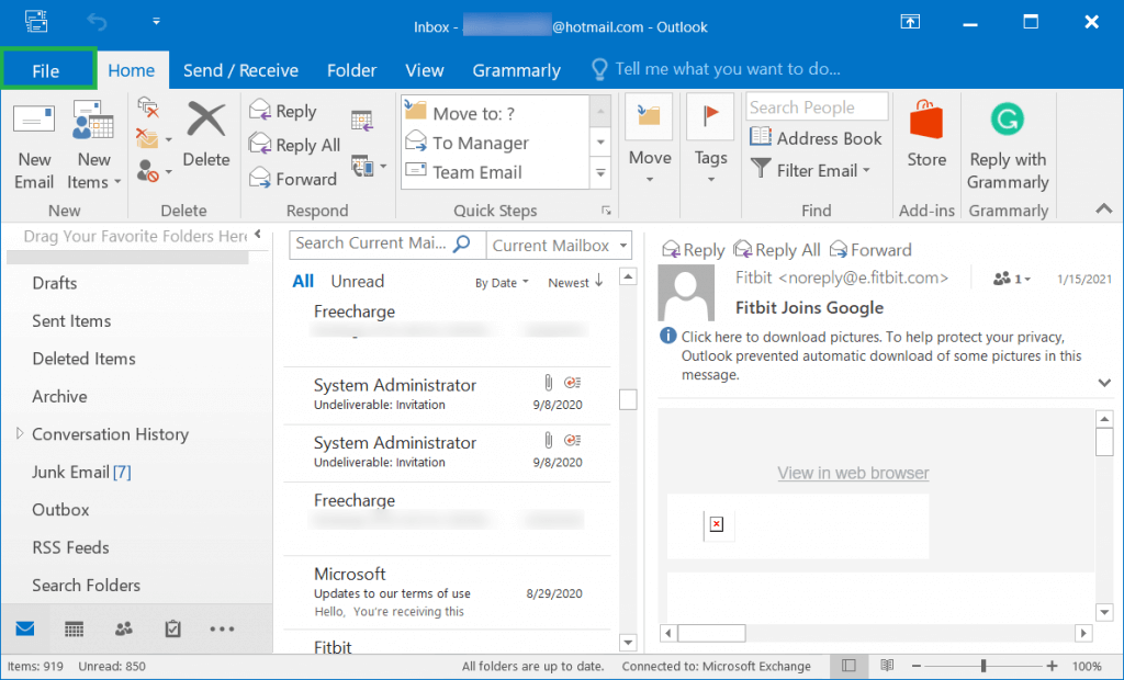 outlook 2016 synchronizing subscribed folders