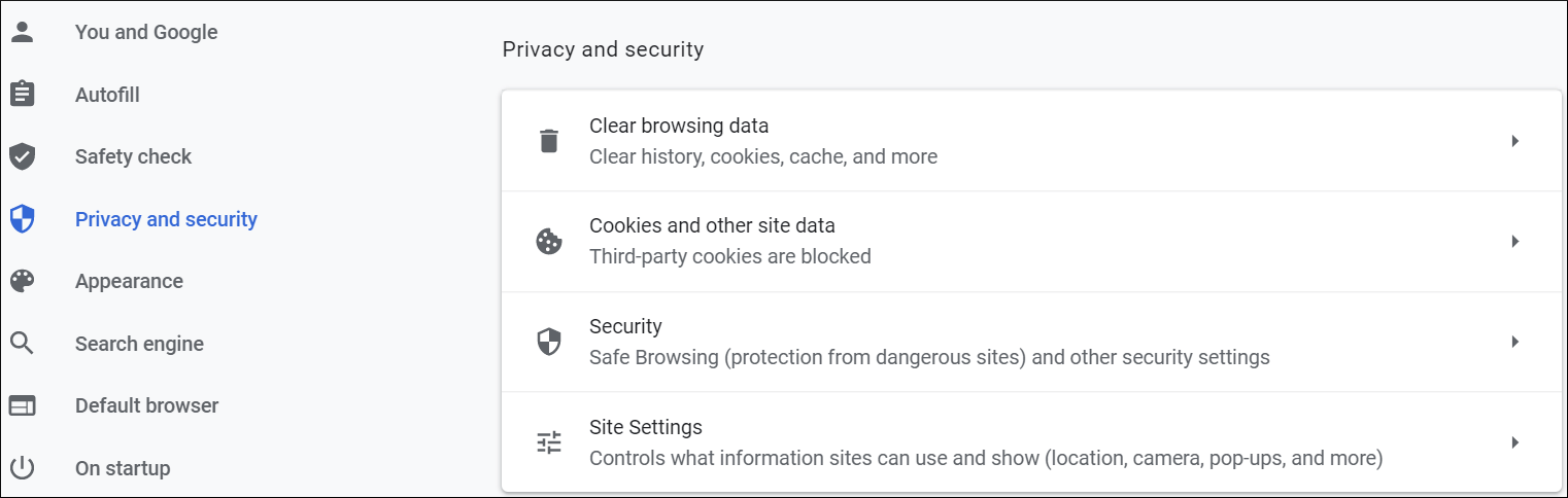 Open the Settings page of Google Chrome