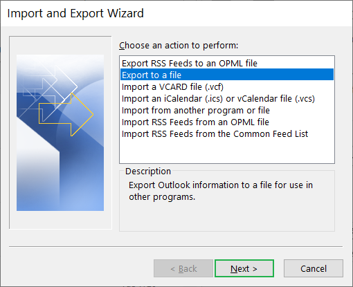 New wizard is Import and Export wizard
