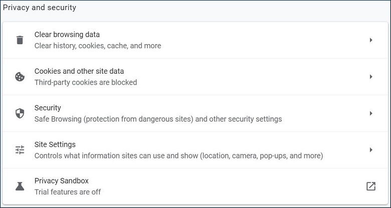 In Privacy and Settings, click Clear Browsing Data