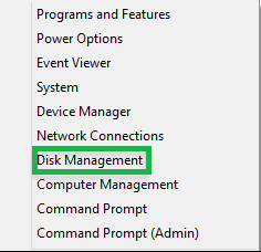 Select Disk Management from the list