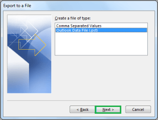 Select the Export to a File option from the list