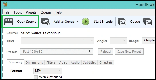 Click on the Open Source button