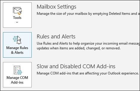 Click on the Manage Rules and Alerts box